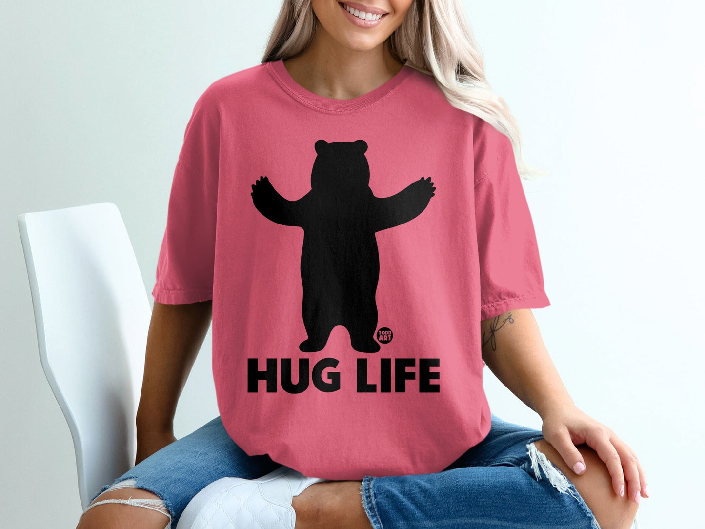 Embrace the Hug Life Black Bear Graphic T-Shirt