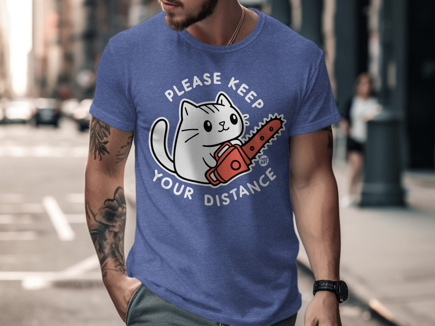 Please Keep Your Distance Chainsaw Cat Shirt