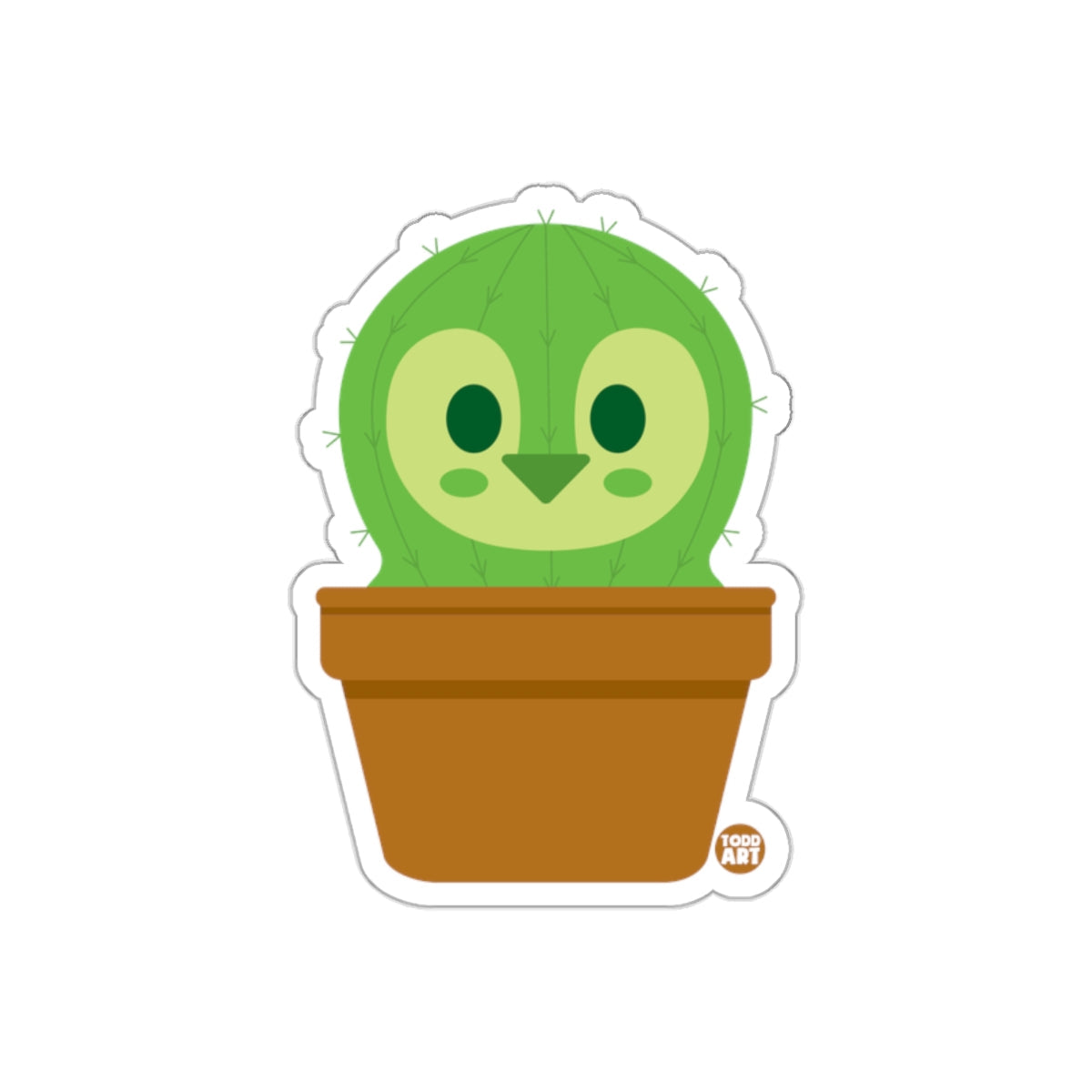 Green Cactus with Cute Face Potted Plant Sticker