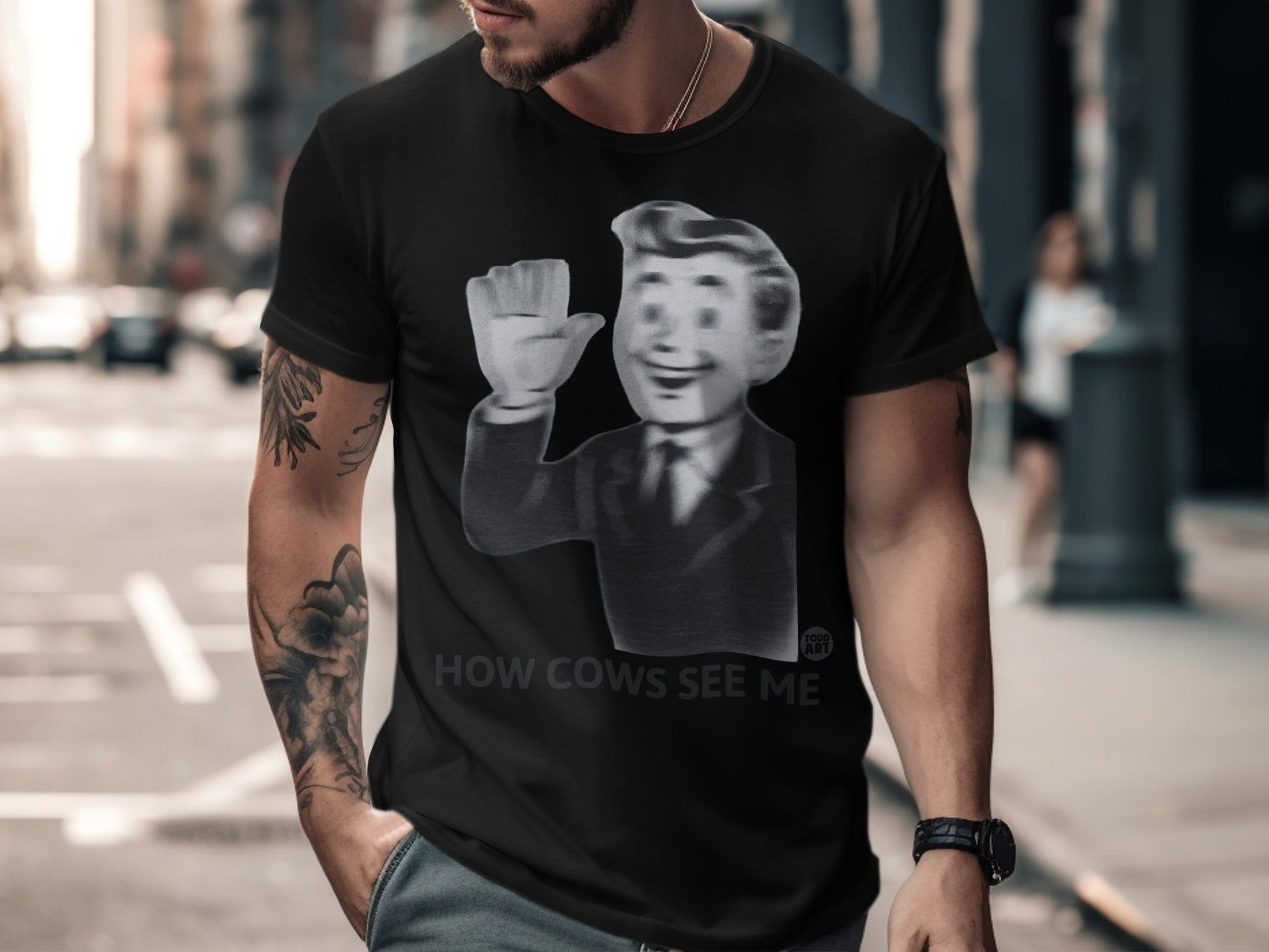 How Cows See Me Vintage Style T-Shirt Design