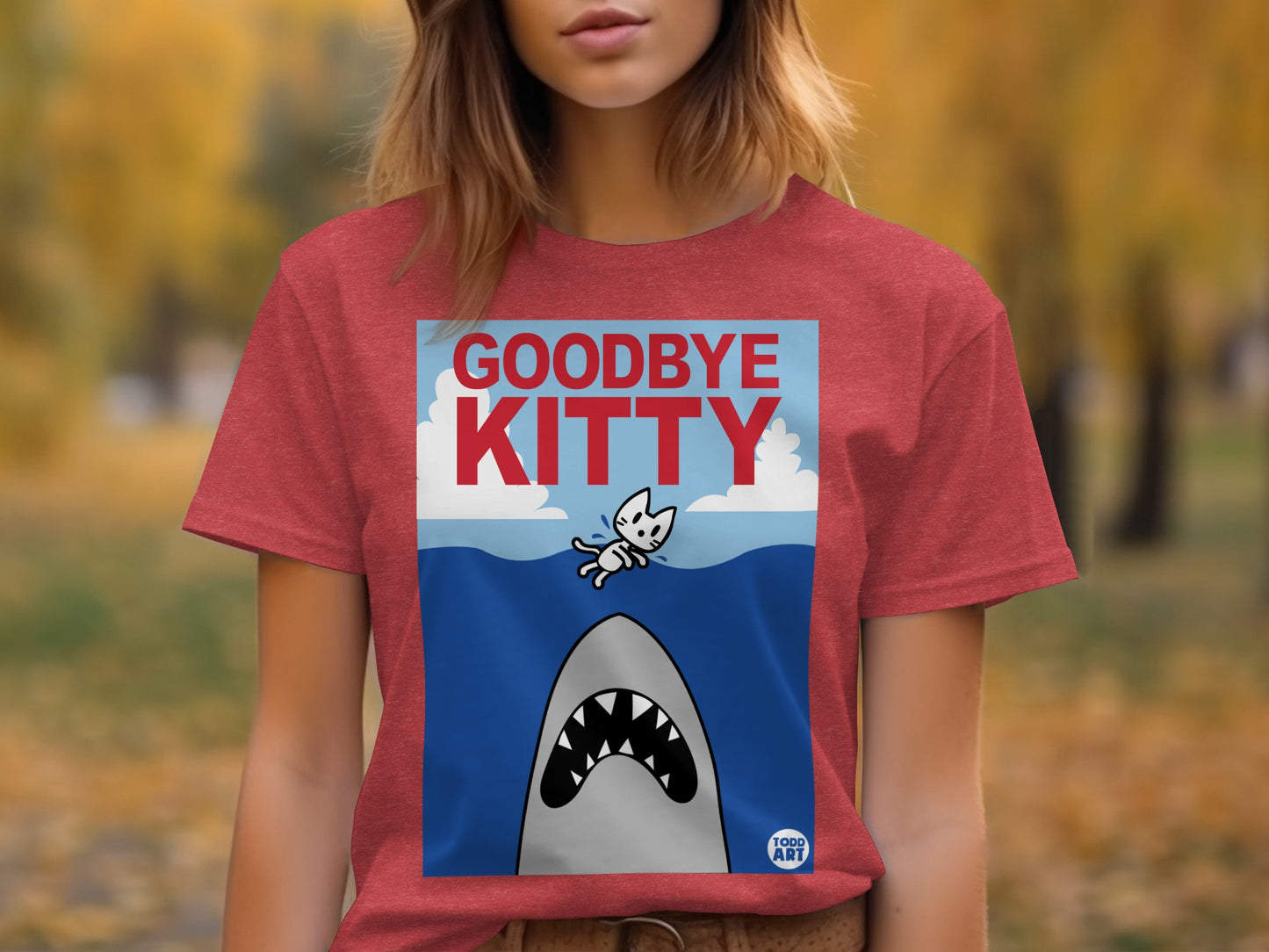 Goodbye Kitty Shark Parody Graphic T-shirt
