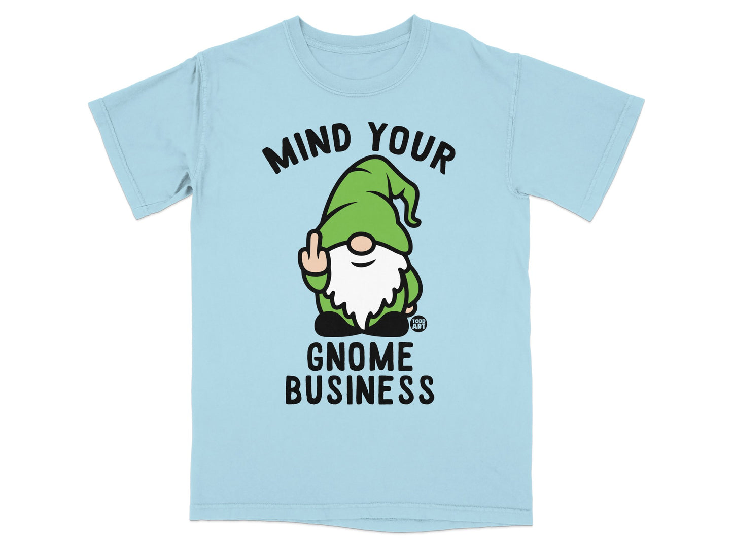 MIND YOUR GNOME BUSINESS funny gnome middle finger product type