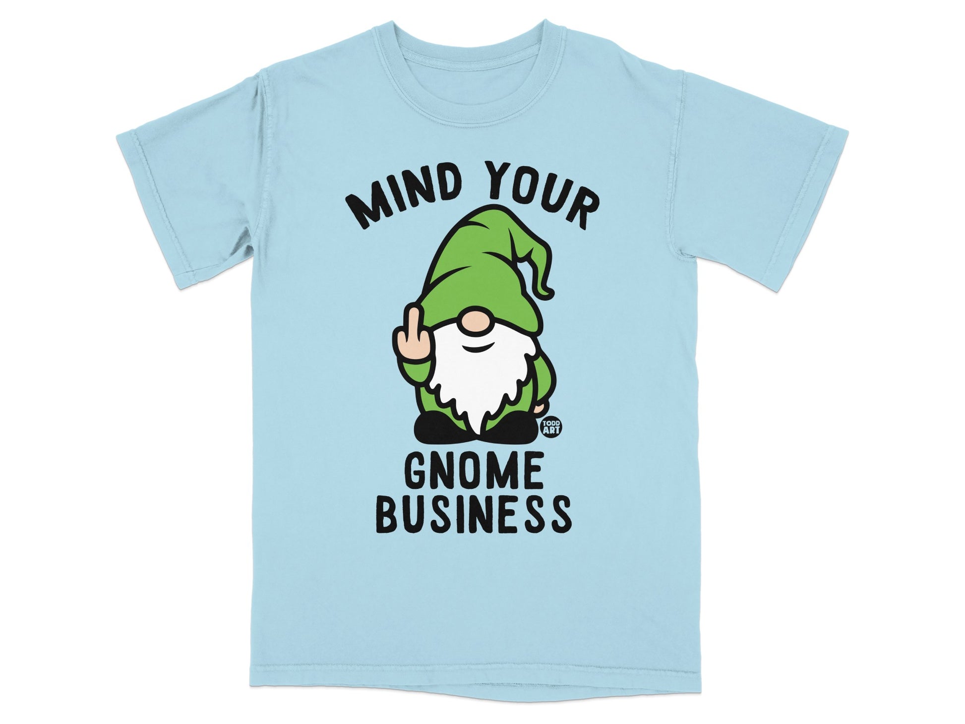 MIND YOUR GNOME BUSINESS funny gnome middle finger product type