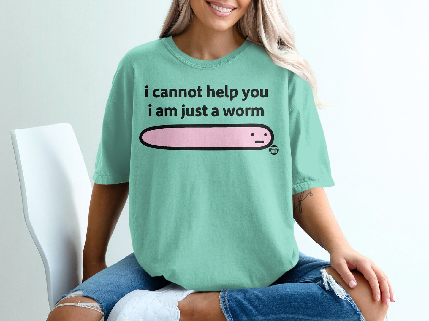 Funny I Am Just a Worm Graphic Tee Shirt
