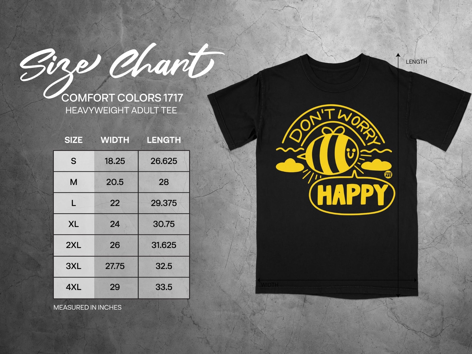 Don't Worry Be Happy Bee Graphic Adult Tee Shirt