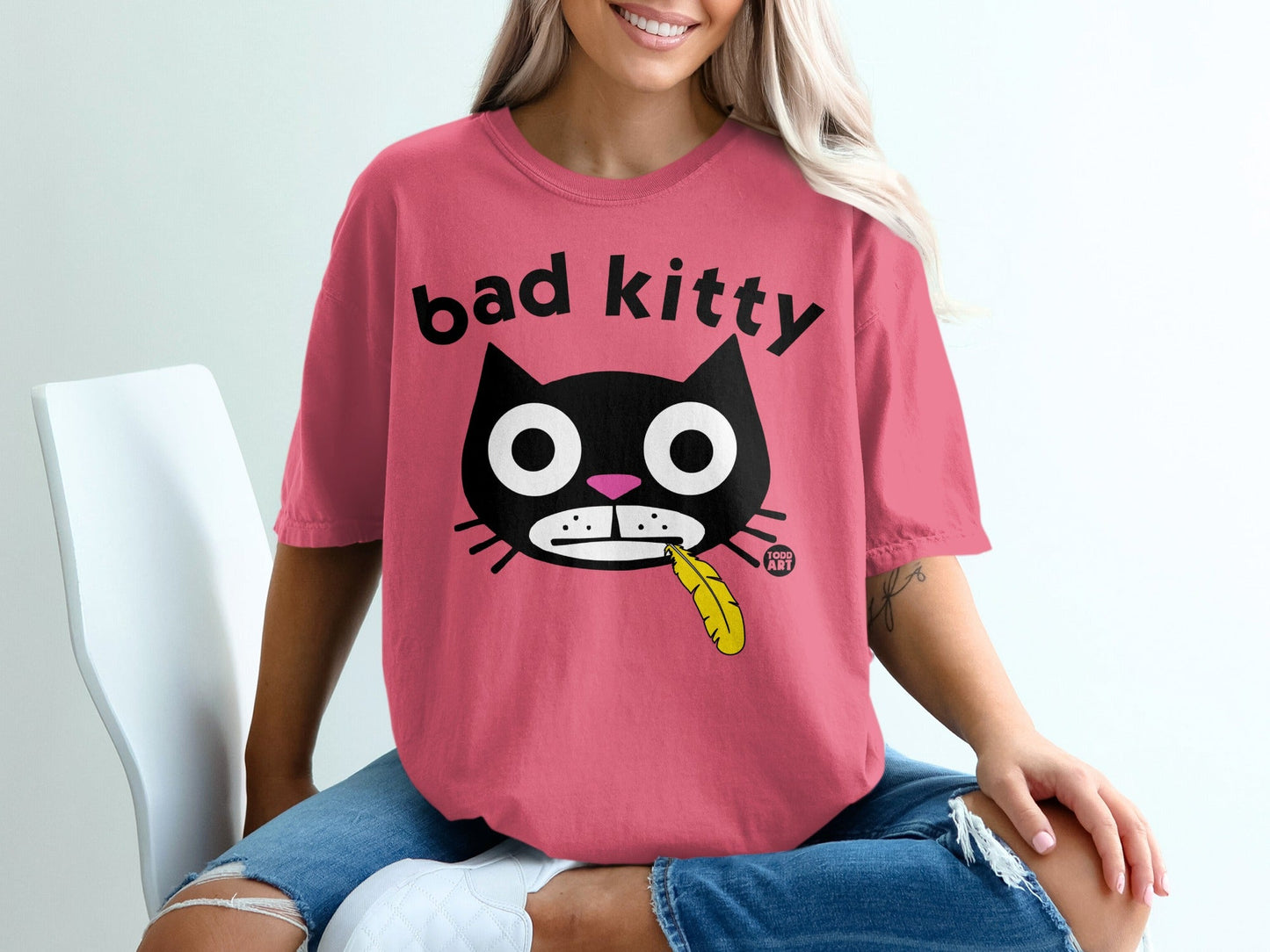 Bad Kitty Graphic Cat Lover Shirt Fun Design