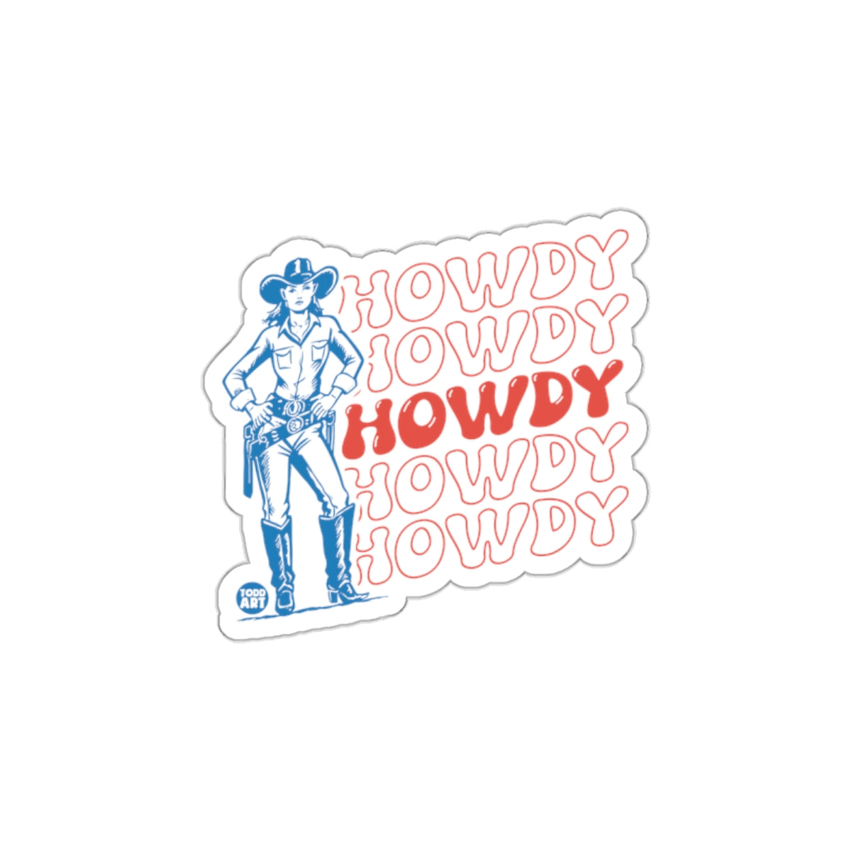 Howdy Multiple Times with Cowboy Character Sticker