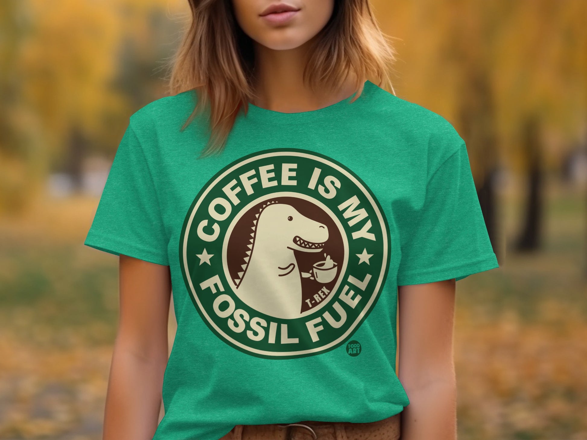 Coffee Is My Fossil Fuel T-Rex Graphic T-Shirt