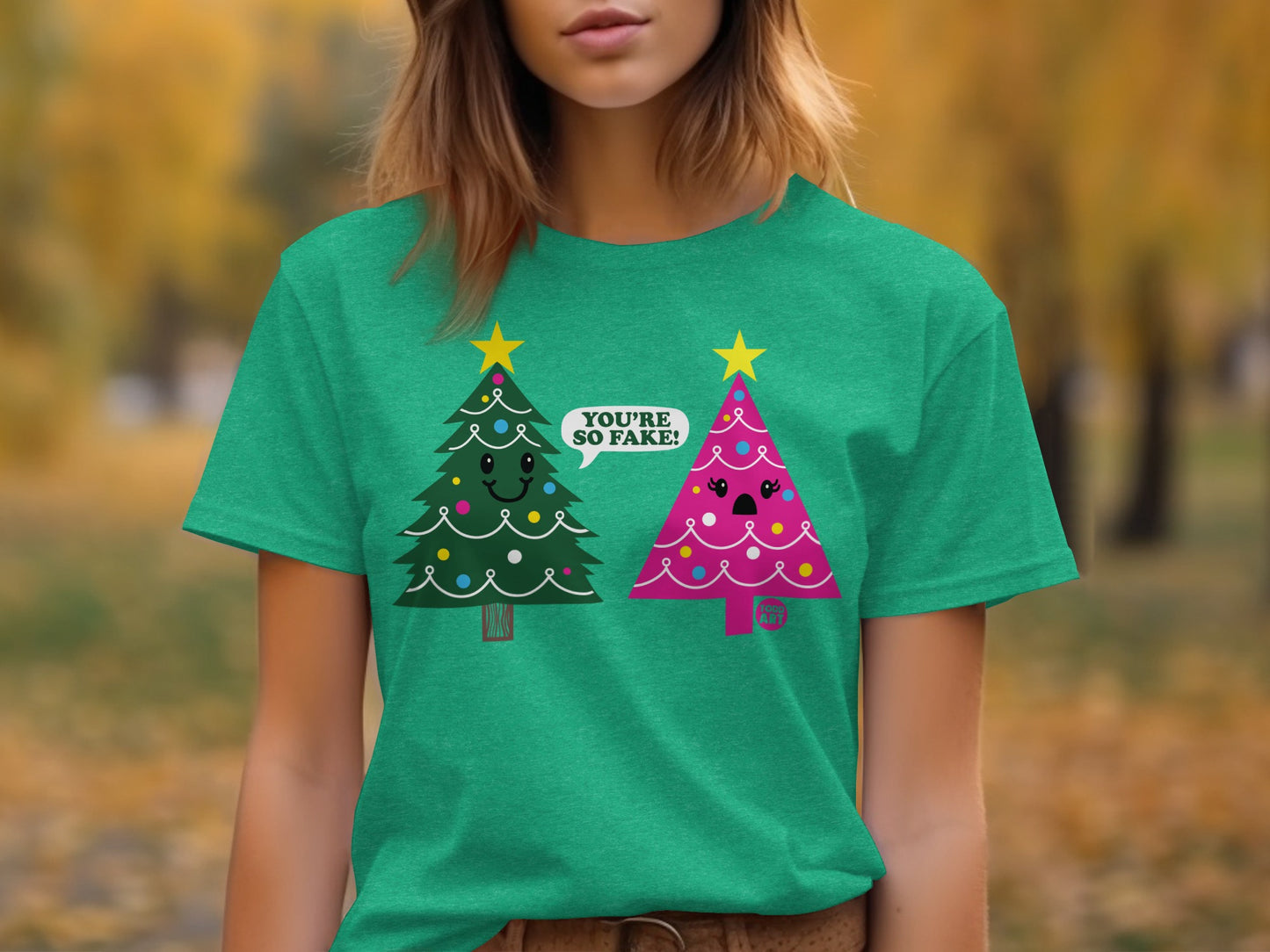 Festive Christmas Trees Graphic Tee with Funny Quote