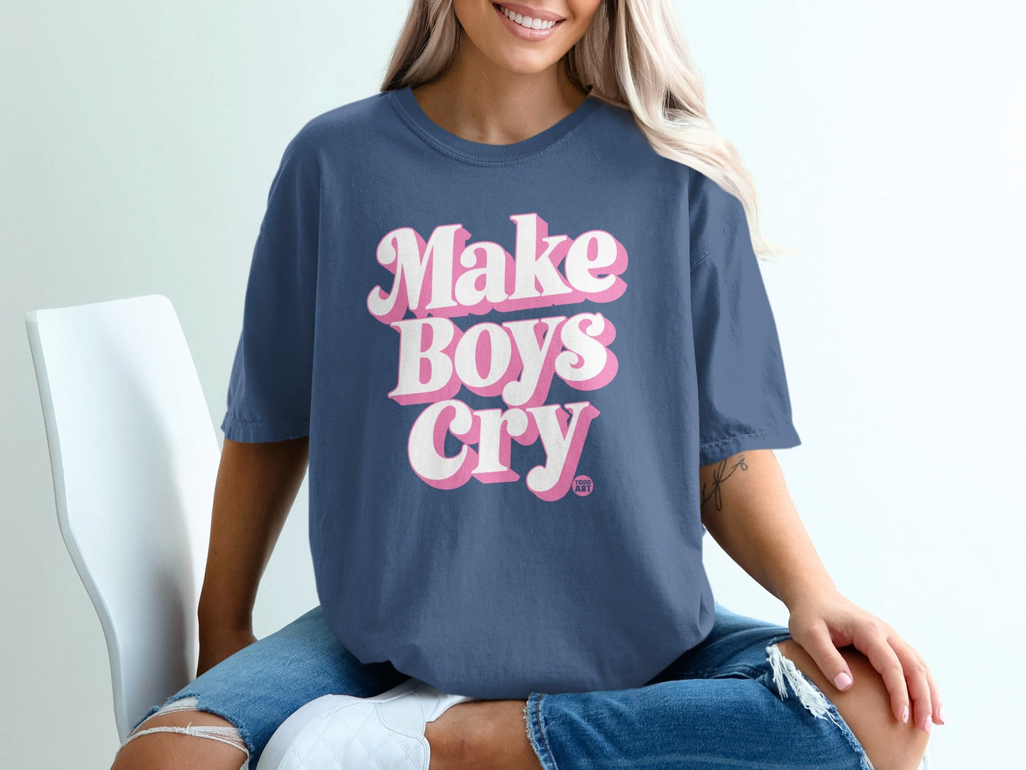 Make Boys Cry Bold Graphic Printed T-Shirt