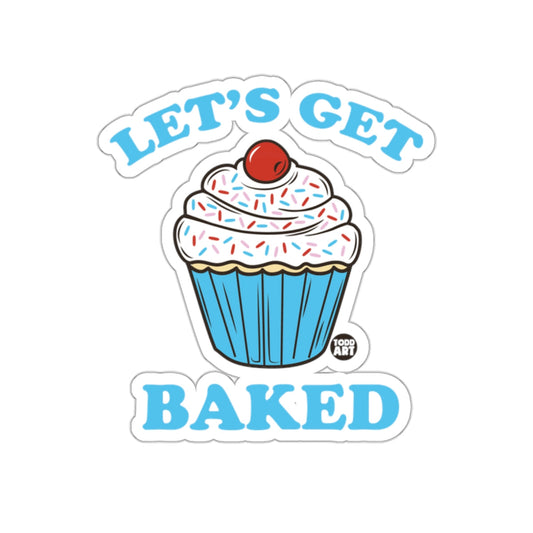 LET'S GET BAKED Cupcake Sticker Fun Design