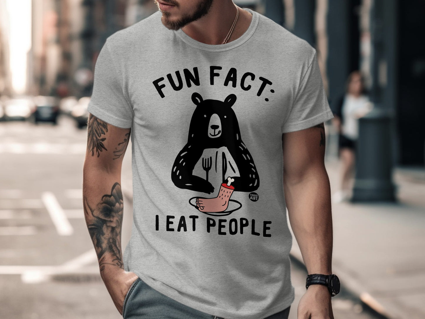 Fun Fact I Eat People Bear Graphic T-Shirt