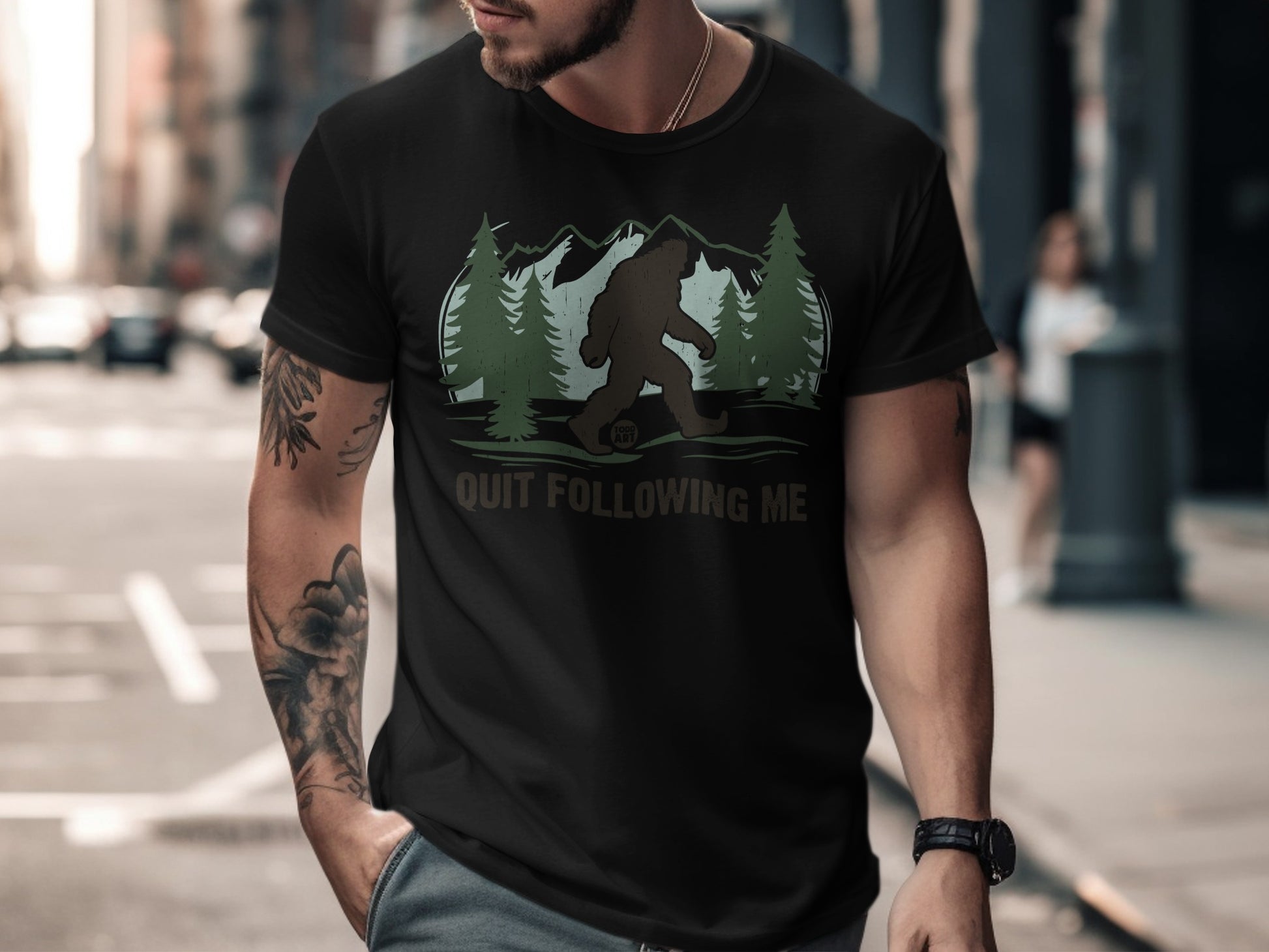 Quit Following Me Sasquatch Graphic T-Shirt