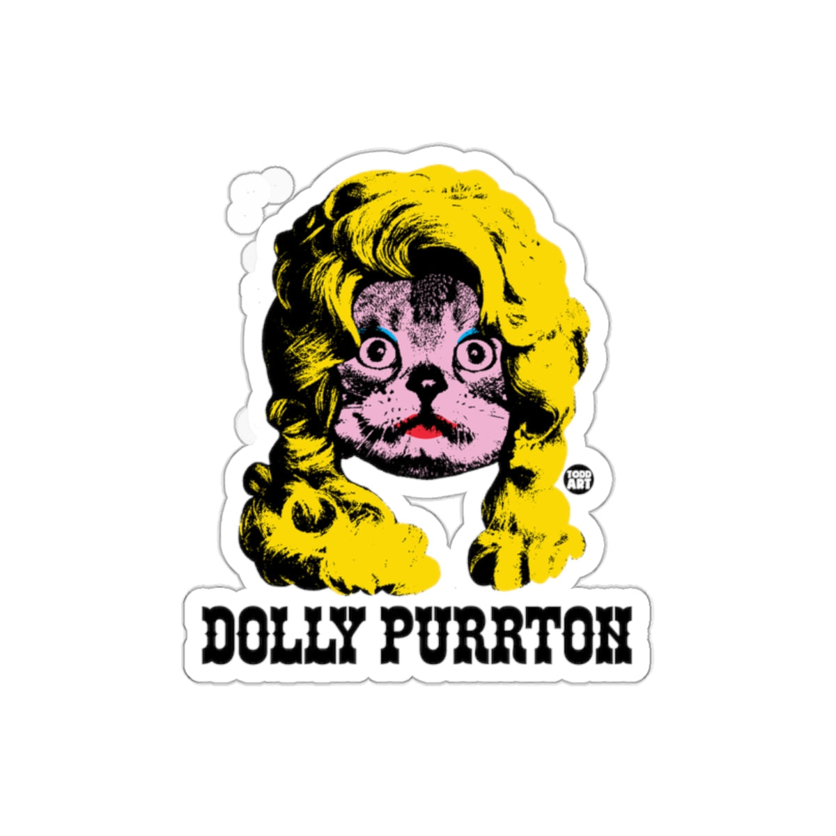 Dolly Purrton Funny Sticker for Cat Lovers
