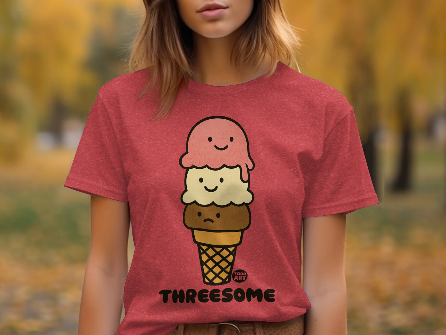 Cute Ice Cream Threesome Graphic Tee Shirt