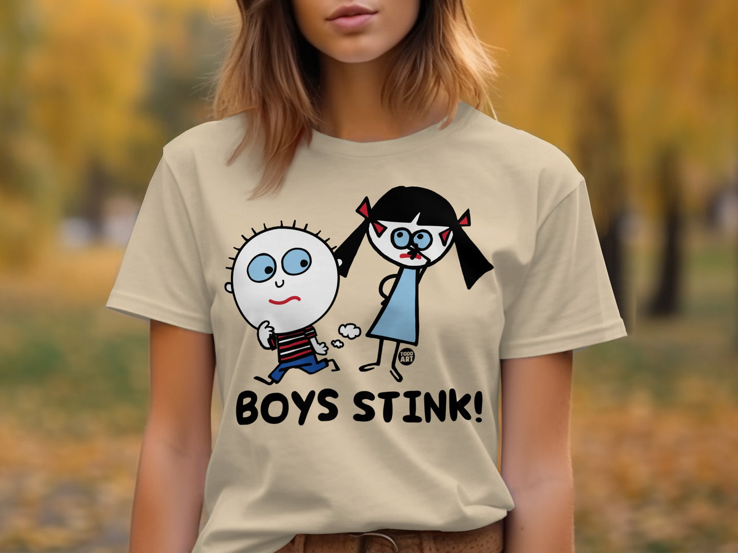Boys Stink Funny Cartoon Graphic T-shirt