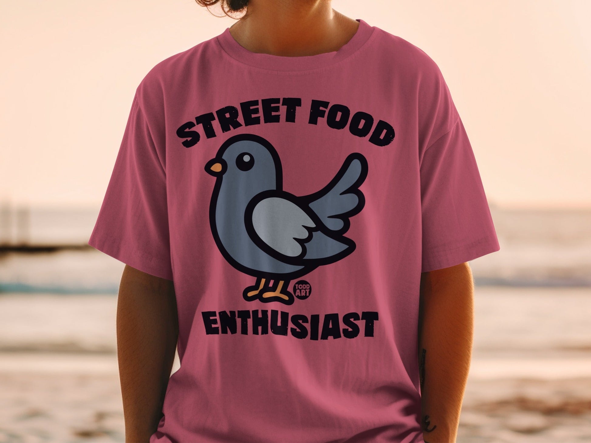 Street Food Enthusiast Pigeon Graphic T-shirt
