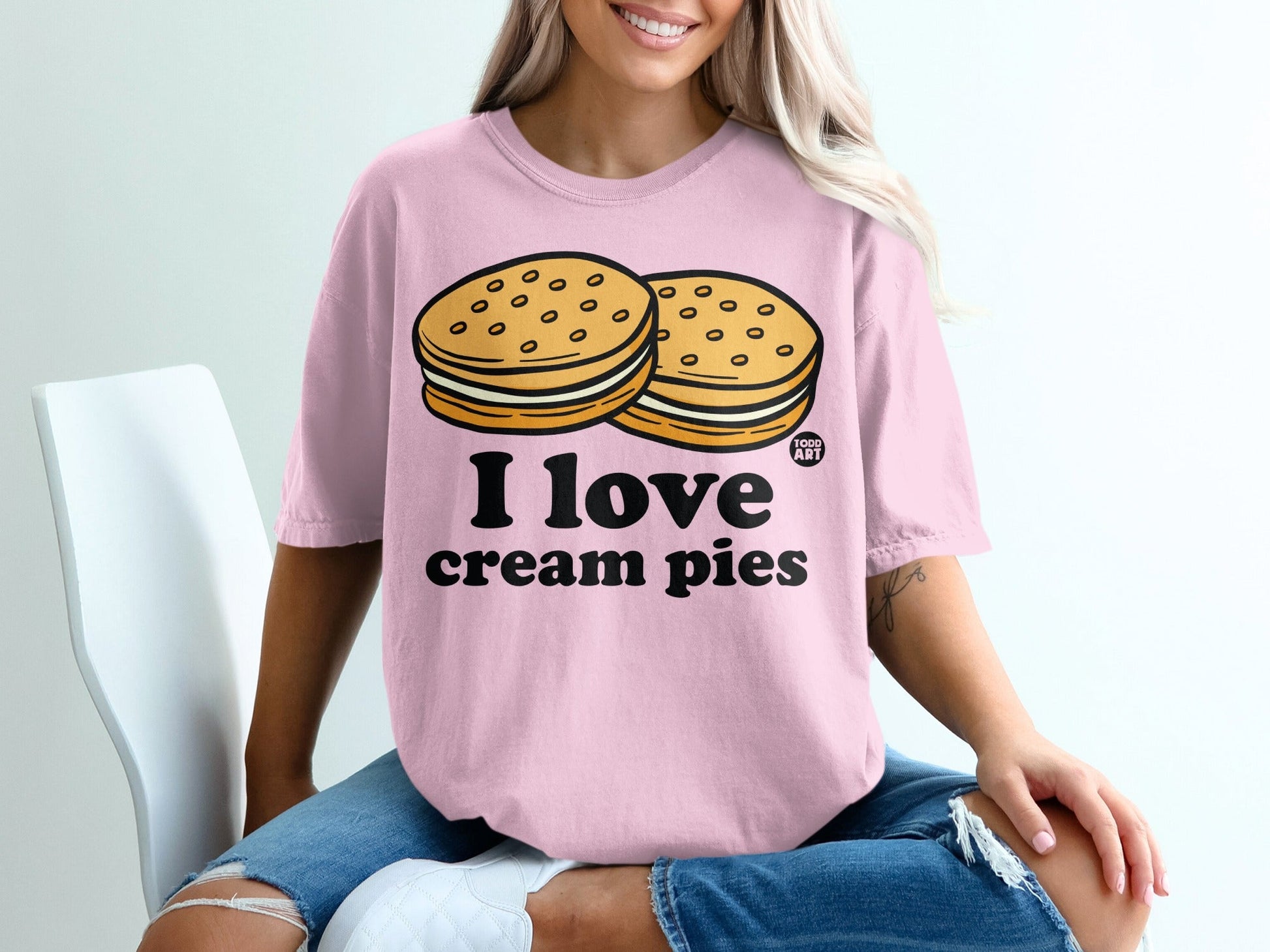 I Love Cream Pies Graphic Tee Funny Statement Shirt