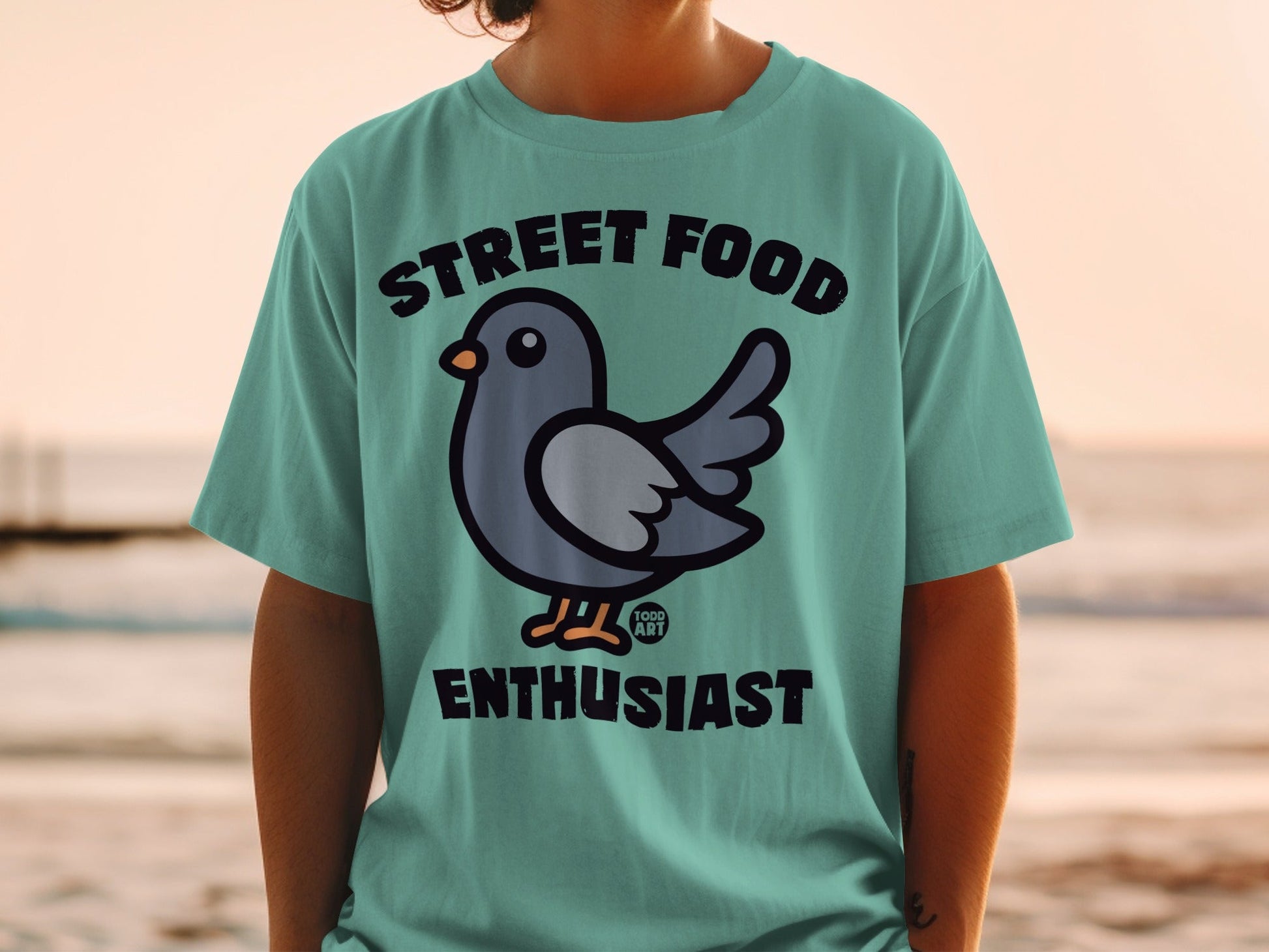 Street Food Enthusiast Pigeon Graphic T-shirt