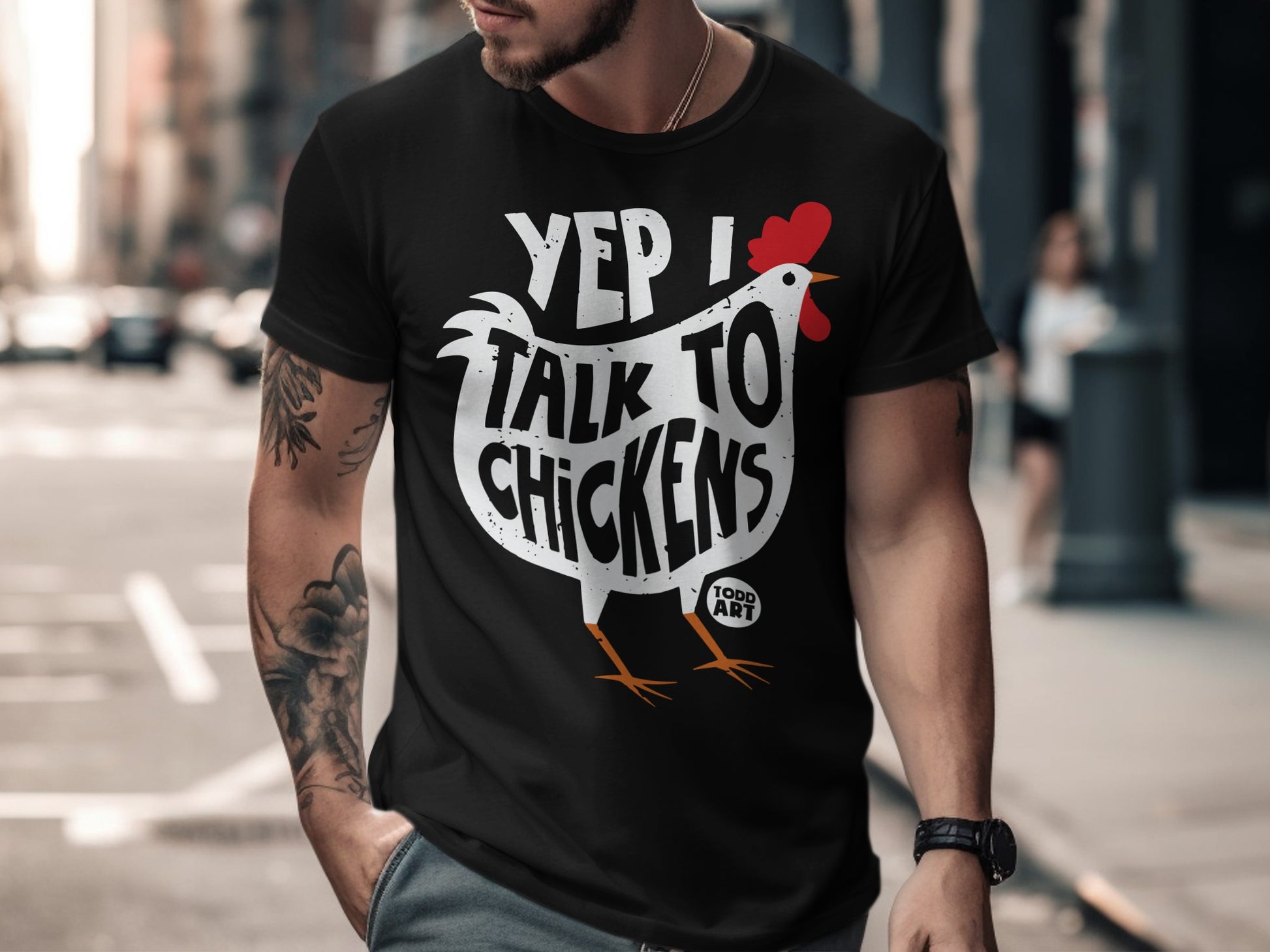 Yep I Talk To Chickens Funny Graphic T-Shirt