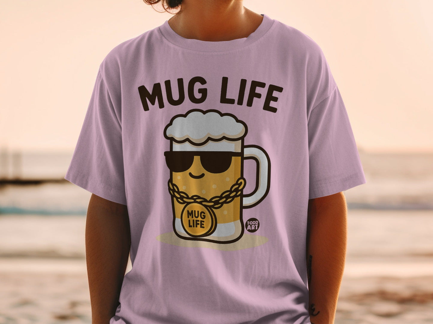 Mug Life Graphic Tee with Beer Mug Design