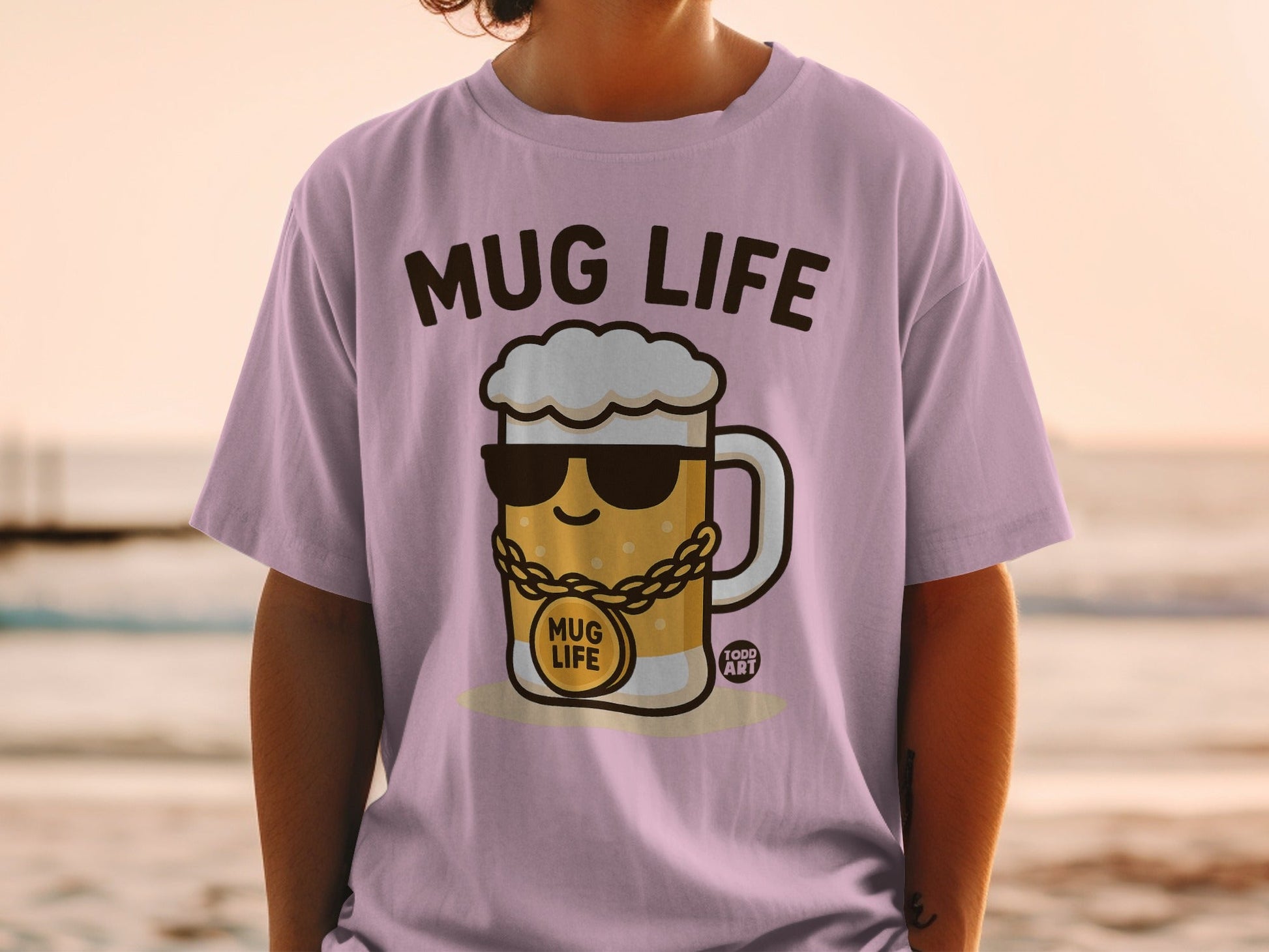 Mug Life Graphic Tee with Beer Mug Design