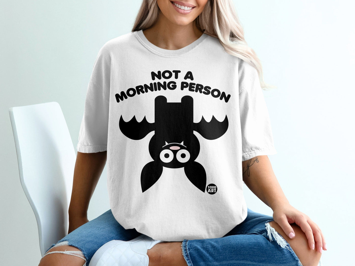 Not a Morning Person Cute Bat Graphic Shirt Product