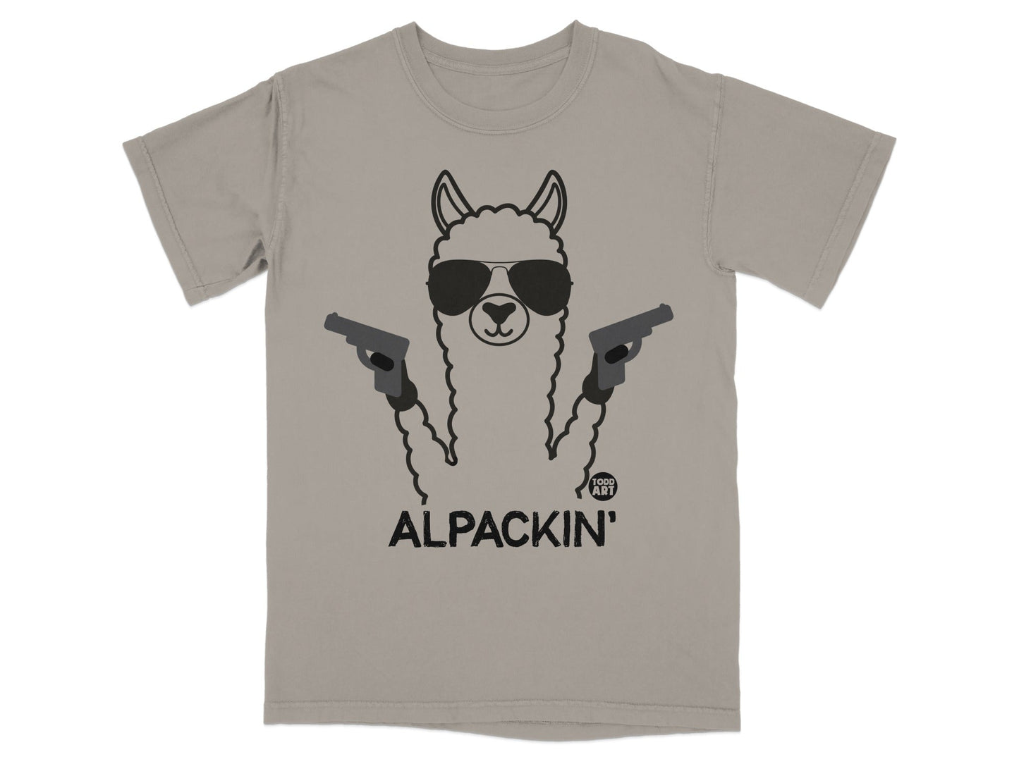 Alpackin Cool Alpaca with Guns Graphic T-Shirt