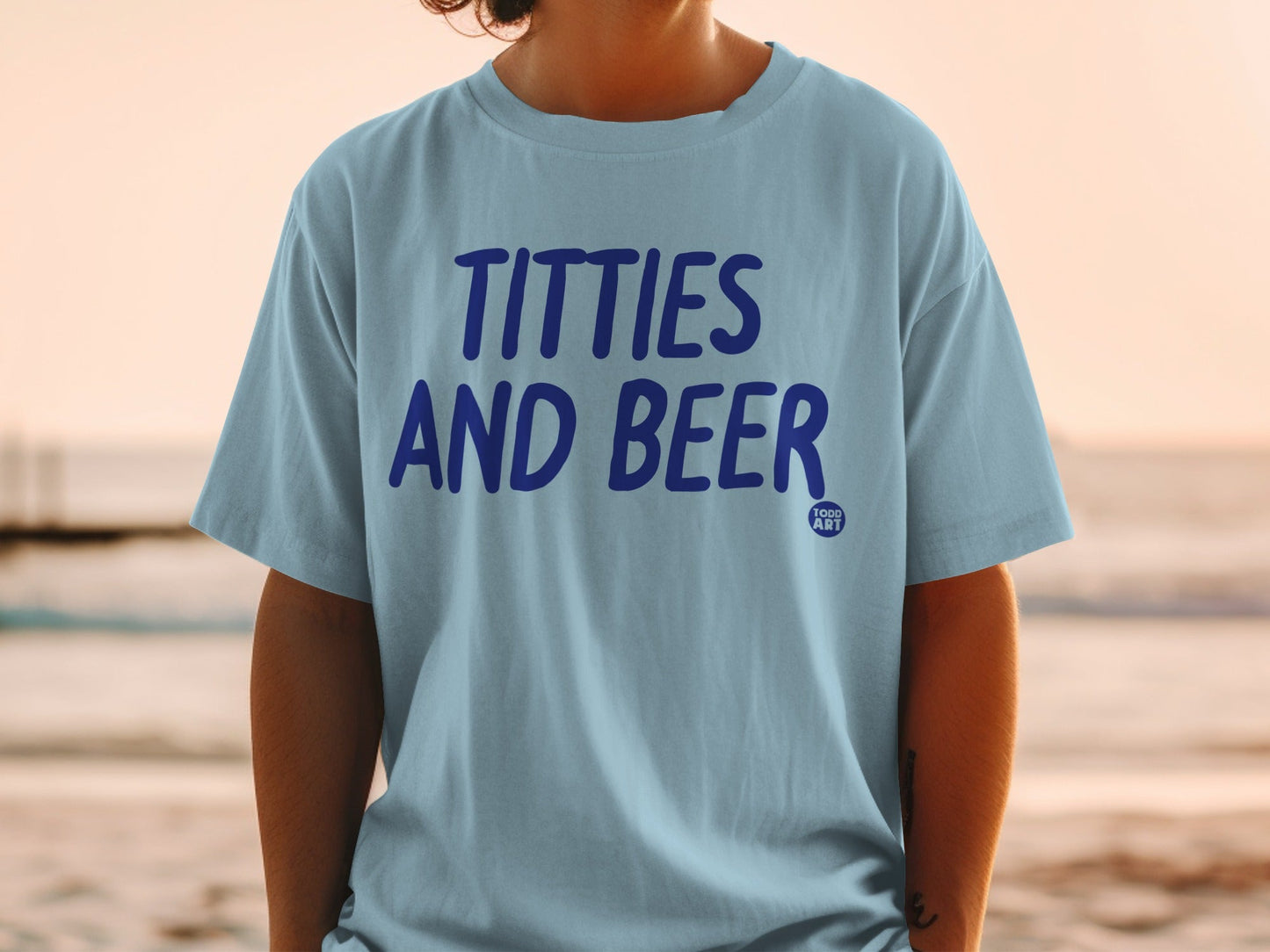 Titties And Beer Graphic Funny Casual Tee Shirt