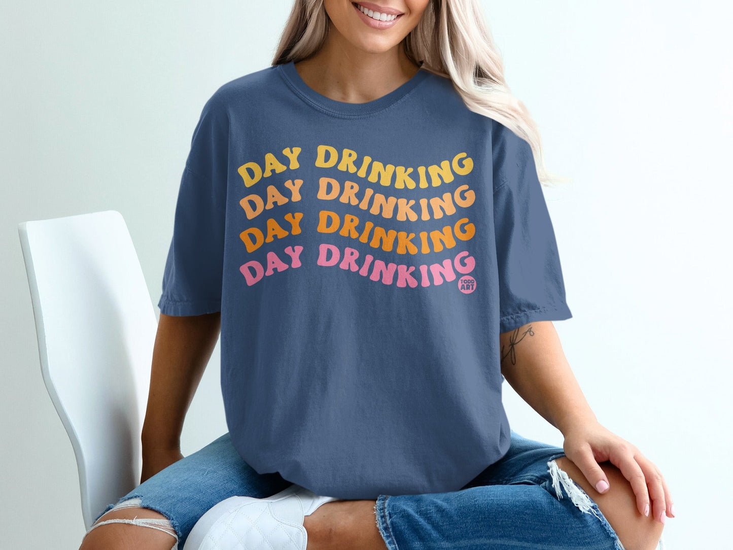 Day Drinking Colorful Text Print Women's T-shirt