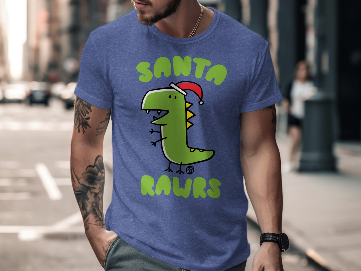 Santa Rawrs Dinosaur Design T-Shirt Product