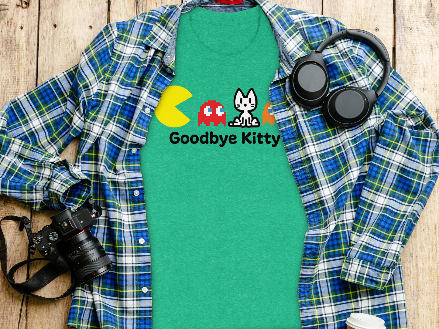 Goodbye Kitty Cute Pac-Man Inspired Graphic T-Shirt