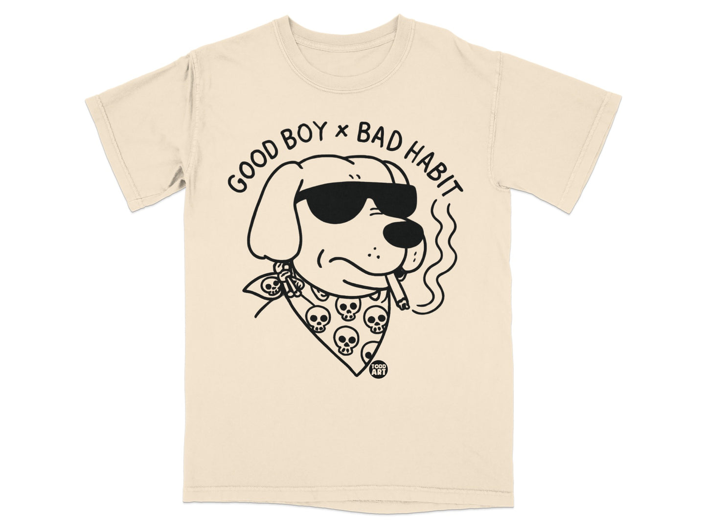 Cool Dog Smoking with Bandana Graphic T-Shirt