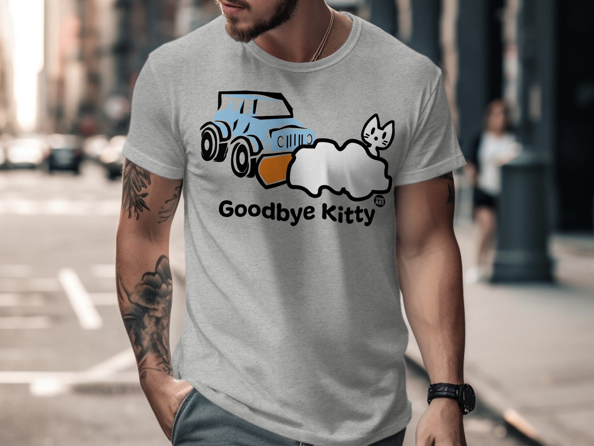 Funny Car and Cat Goodbye Kitty T-shirt