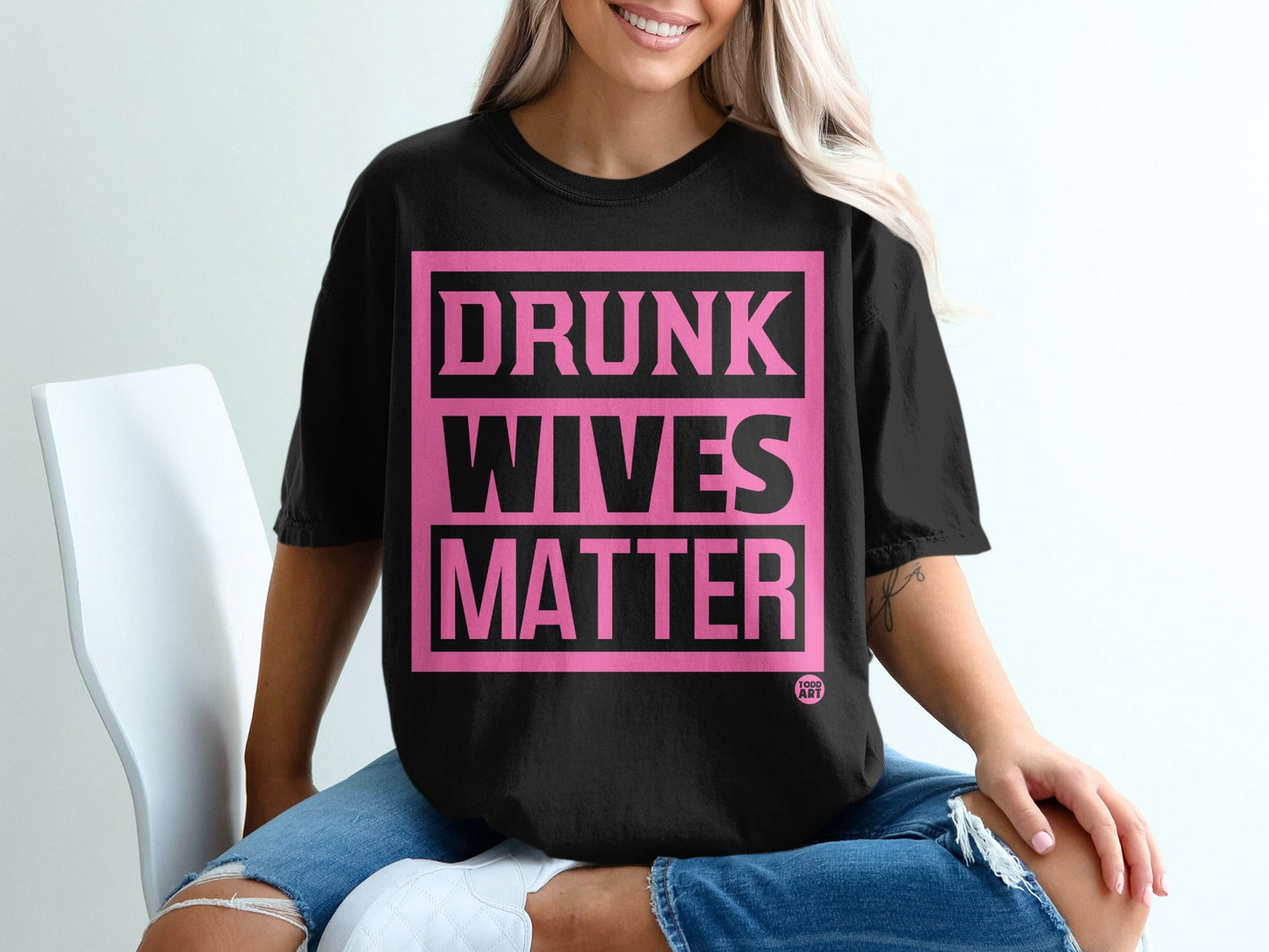 Drunk Wives Matter Black Graphic T-Shirt