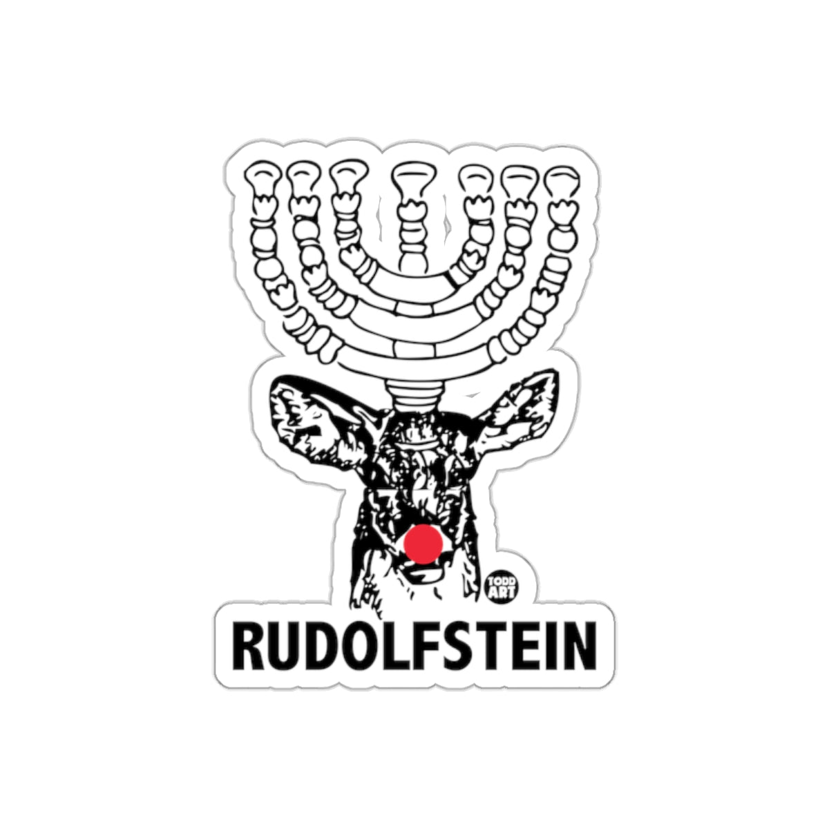 Rudolfstein Menorah Reindeer Holiday Sticker Product
