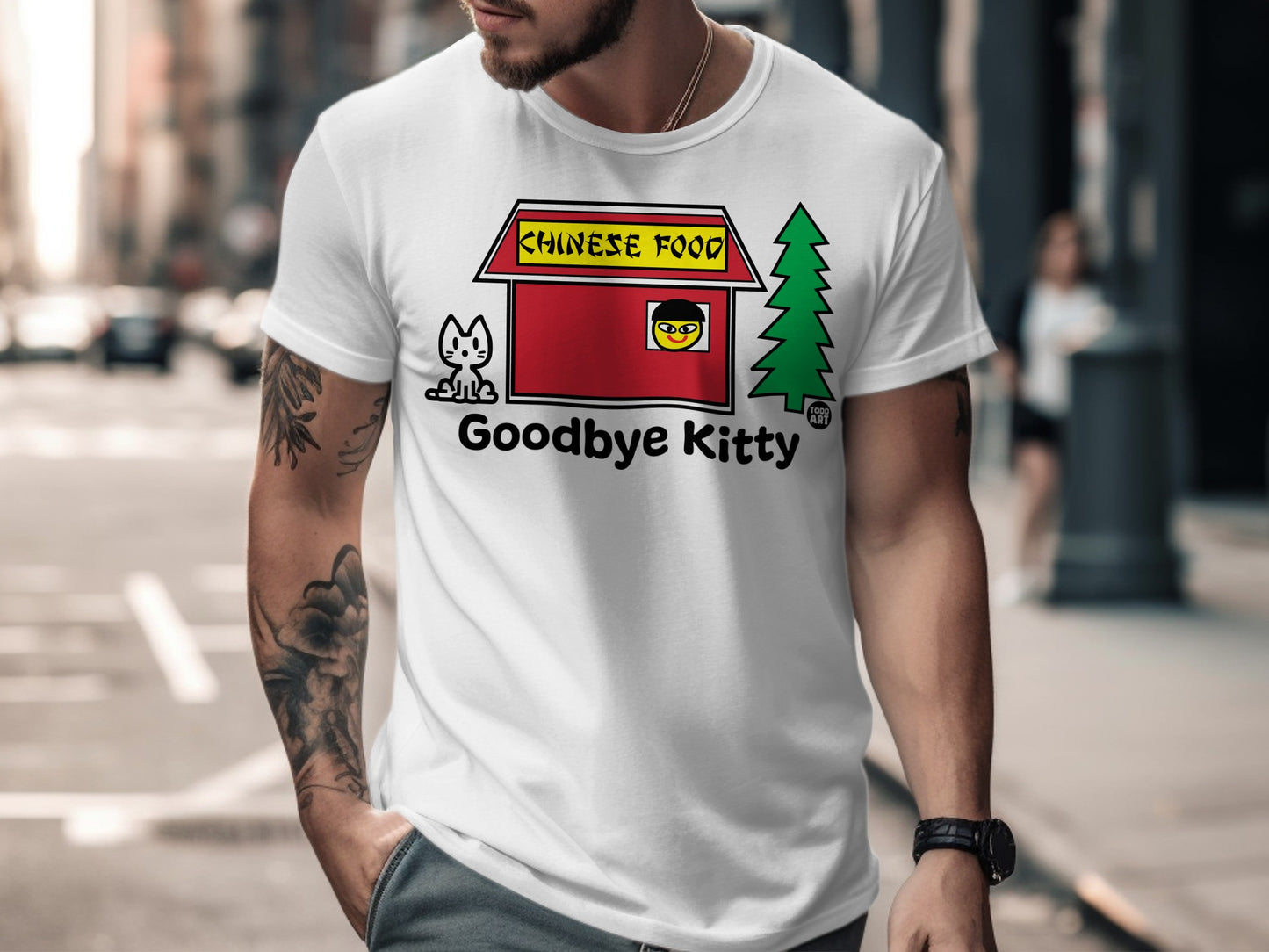 Chinese Food Goodbye Kitty Fun Graphic T-Shirt