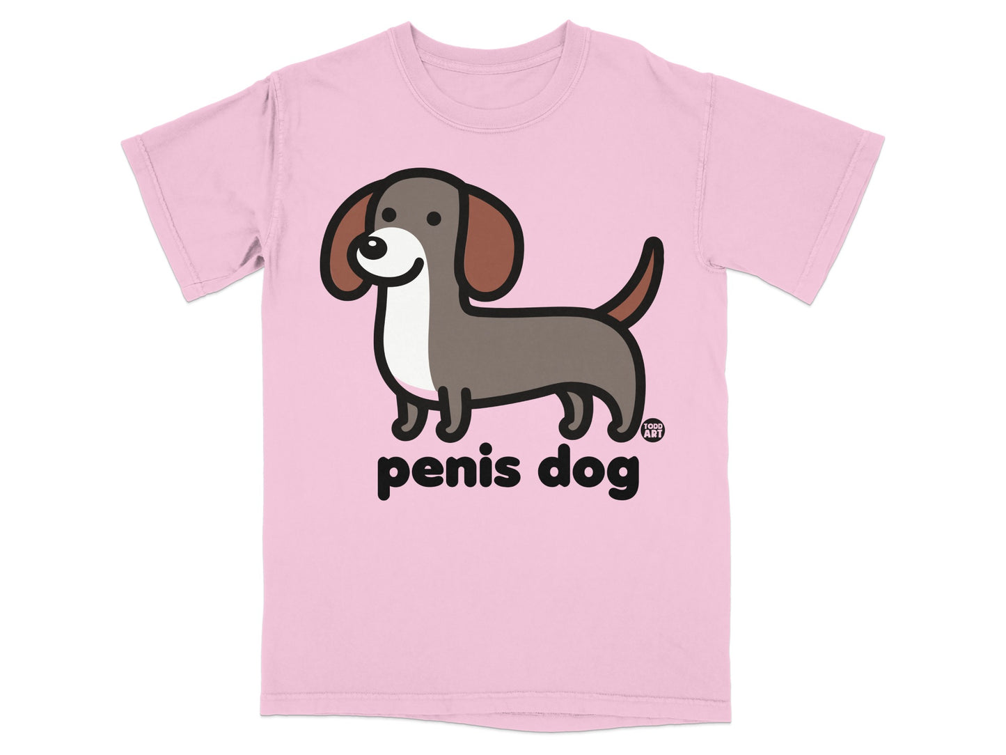 Funny Pink Penis Dog Cartoon Graphic T-Shirt