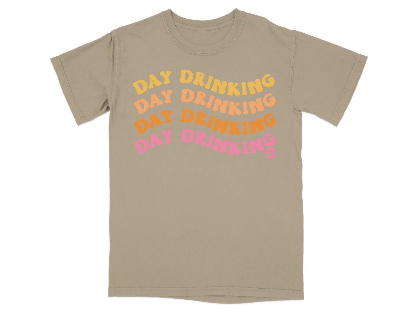 Day Drinking Fun Graphic Tee with Colorful Letters Shirt