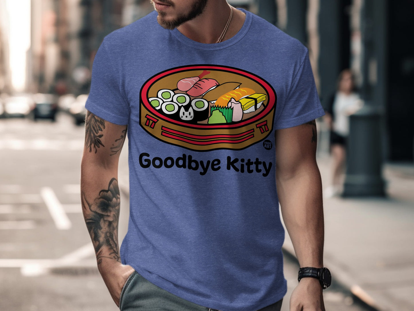 Goodbye Kitty Sushi Design Graphic T-shirt
