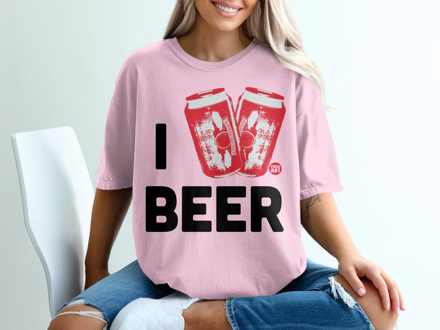 I Love Beer Graphic Tee Shirt Fun Casual Wear Top