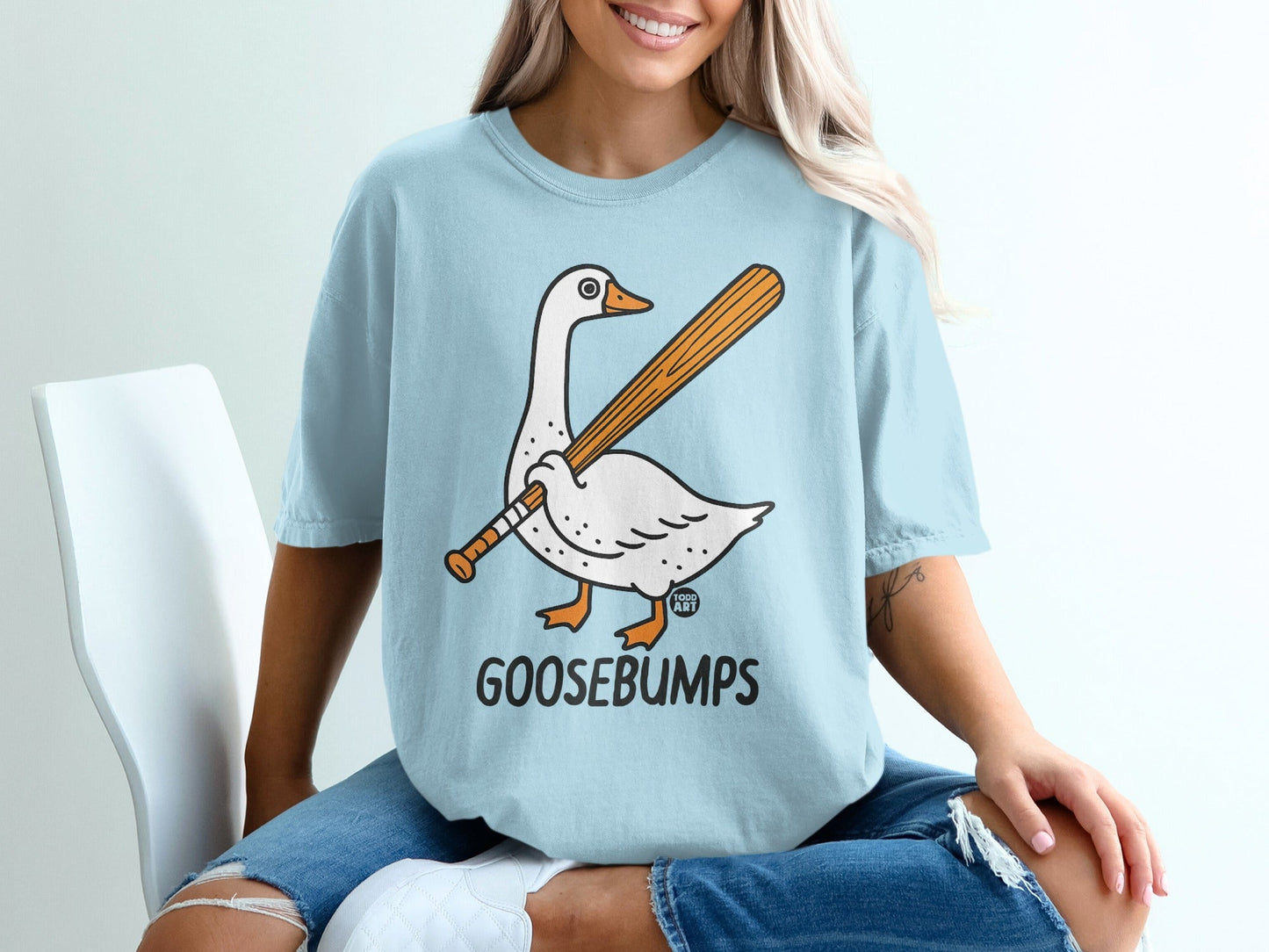 Goosebumps Duck with Baseball Bat Graphic T-Shirt