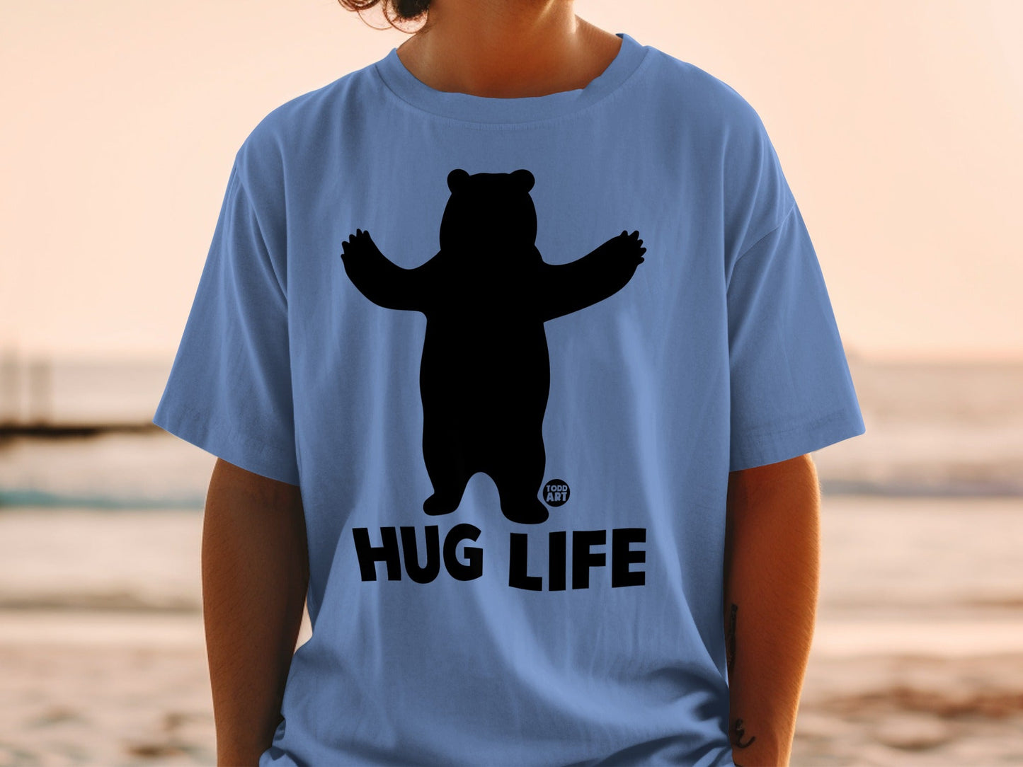 Hug Life Bear Graphic Short Sleeve Shirt
