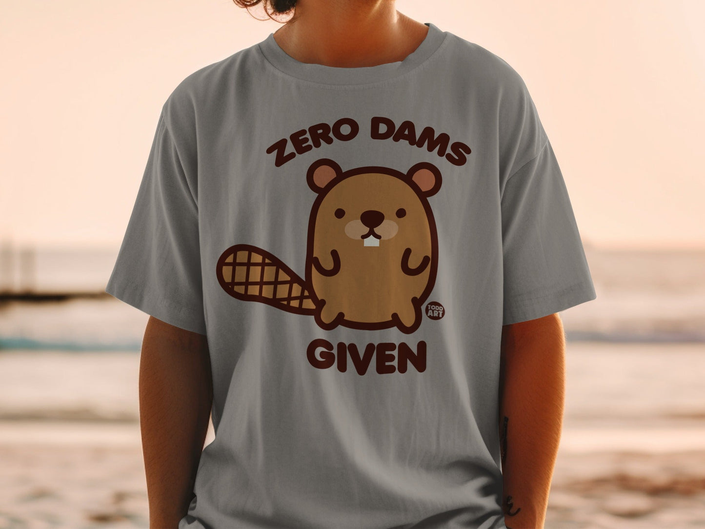 Zero Dams Given Beaver Graphic Tee Shirt