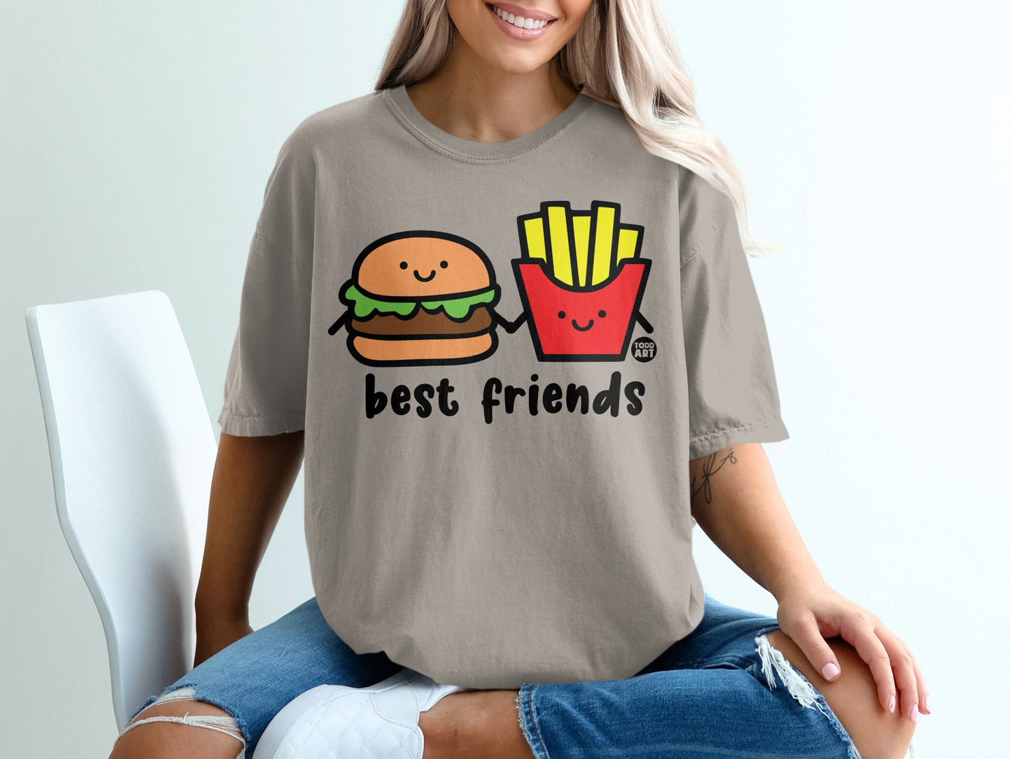 Cute Best Friends Burger and Fries Graphic Tee