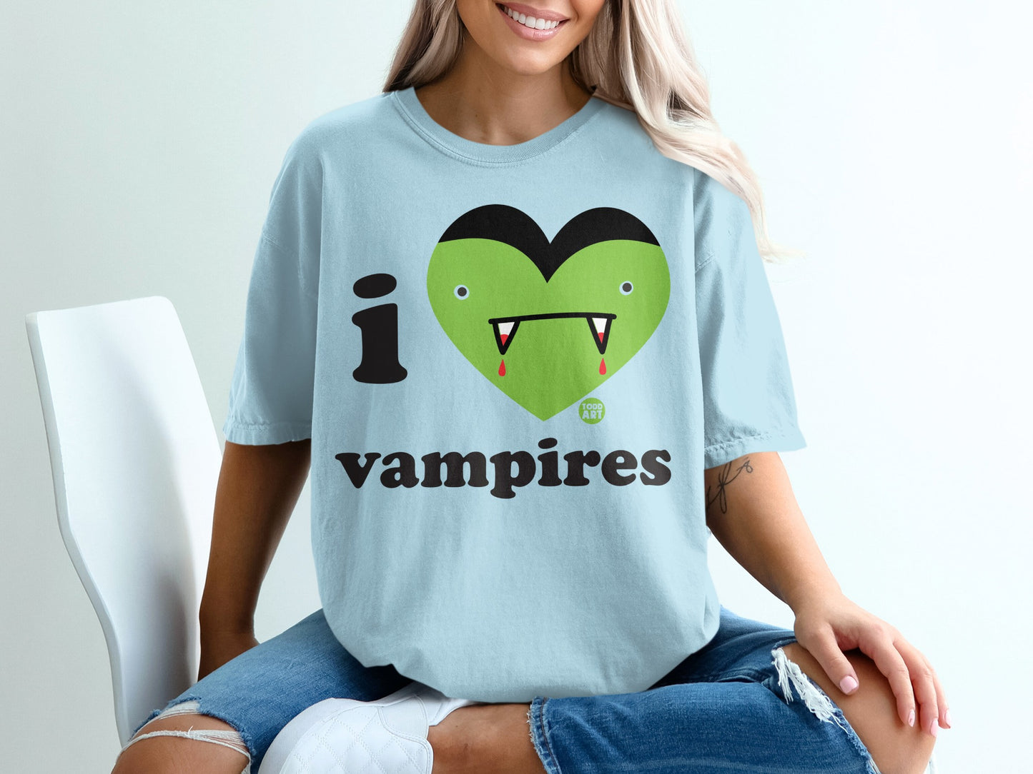 I Love Vampires Cute Graphic Tee Shirt