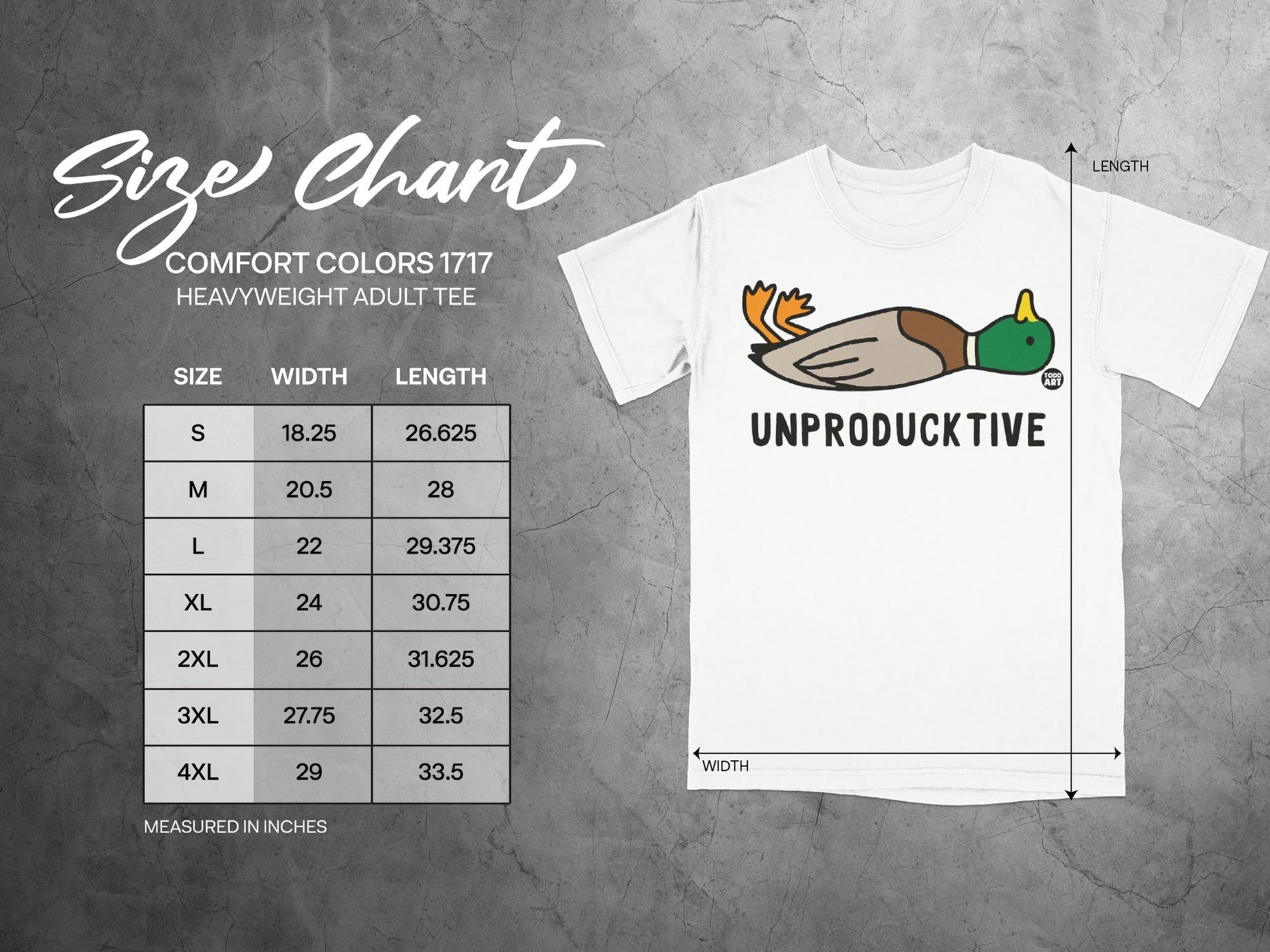Unproductive Duck Graphic Tee Comfort Colors 1717 Shirt