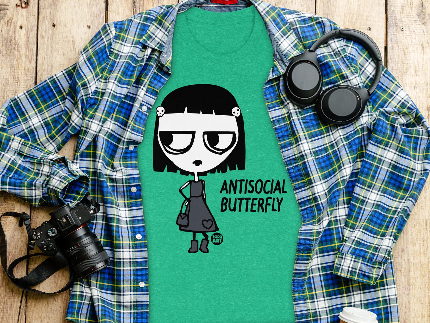 Antisocial Butterfly with Attitude Graphic Shirt