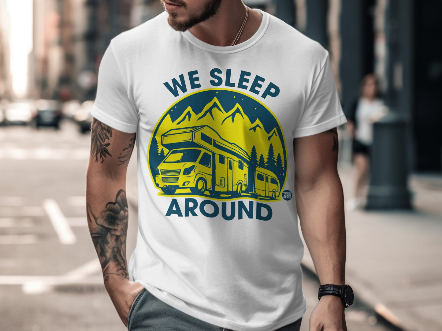 We Sleep Around Camper RV Adventure T-Shirt