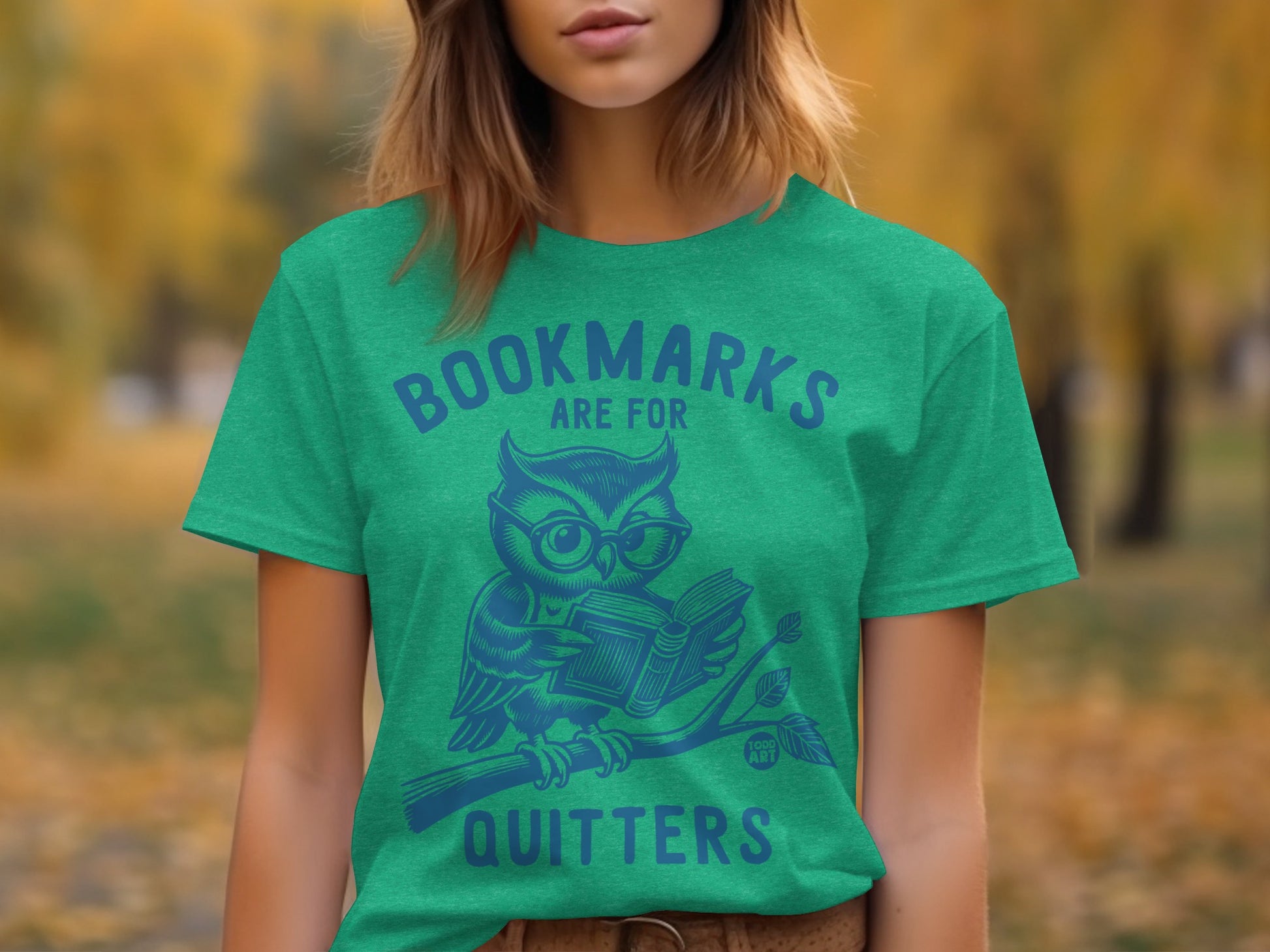 Bookmarks Are For Quitters Owl Reading T-Shirt